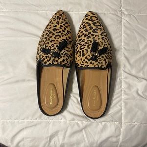 Hush Puppies Calf Hair Cheetah Print Mules